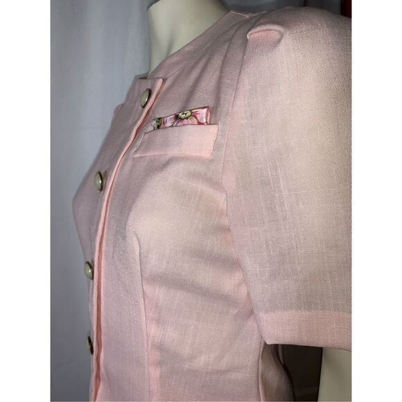 Vintage Pink Puff Sleeve Skirt Set 10P - Picture 6 of 11